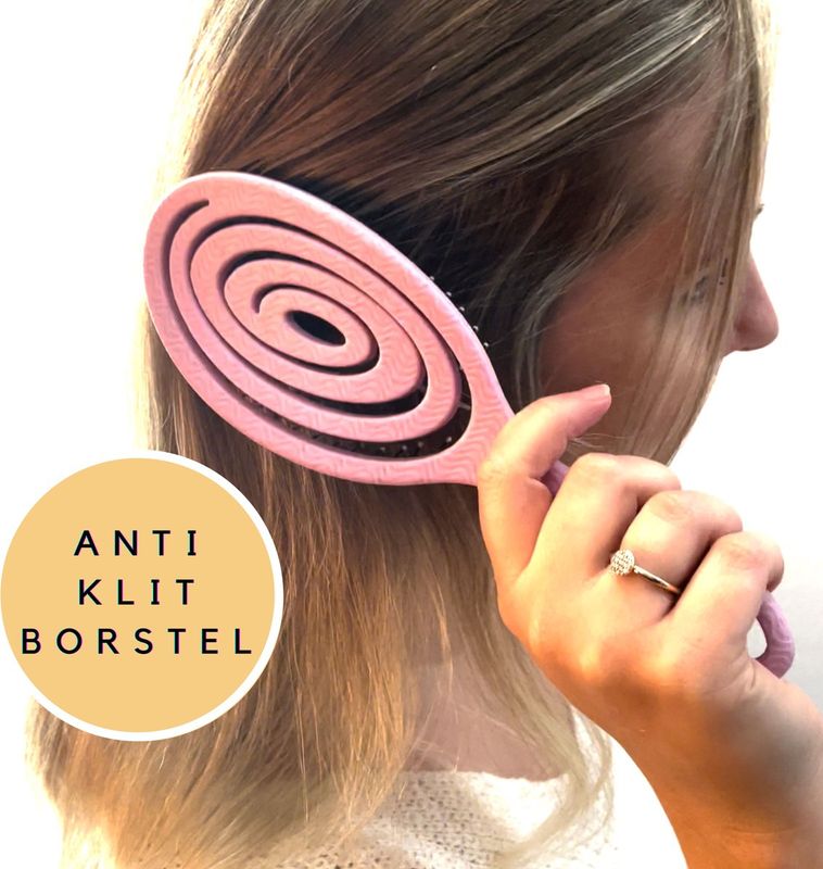 Fienosa Haarborstel Rond - Borstel - Extensions - Detangler Brush - Krullen Kam - Ronde Haarborstel - Roze - Anti Klit Haarborstel