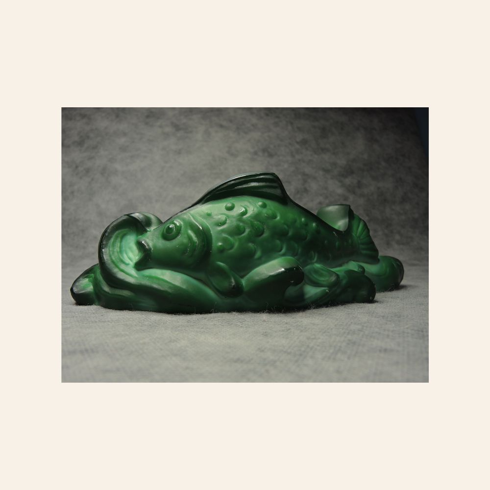 Art Deco miska / popelník z malachitového skla