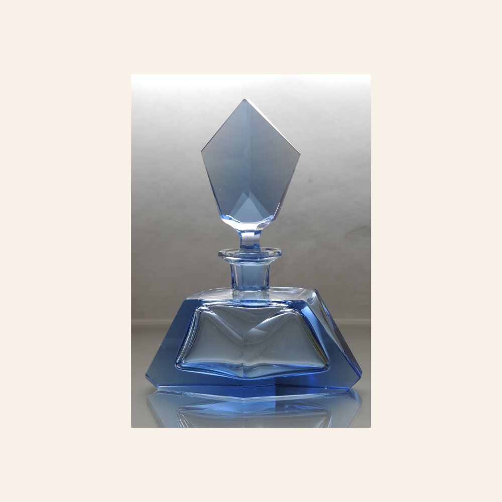 Art Deco Sapphire Blue Glass Perfume Bottle