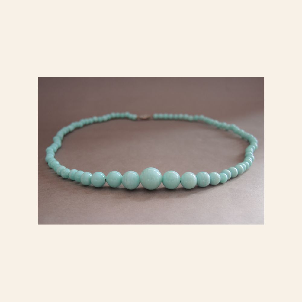 Art Deco náhrdelník z uranového skla 835 stříbro 30. léta