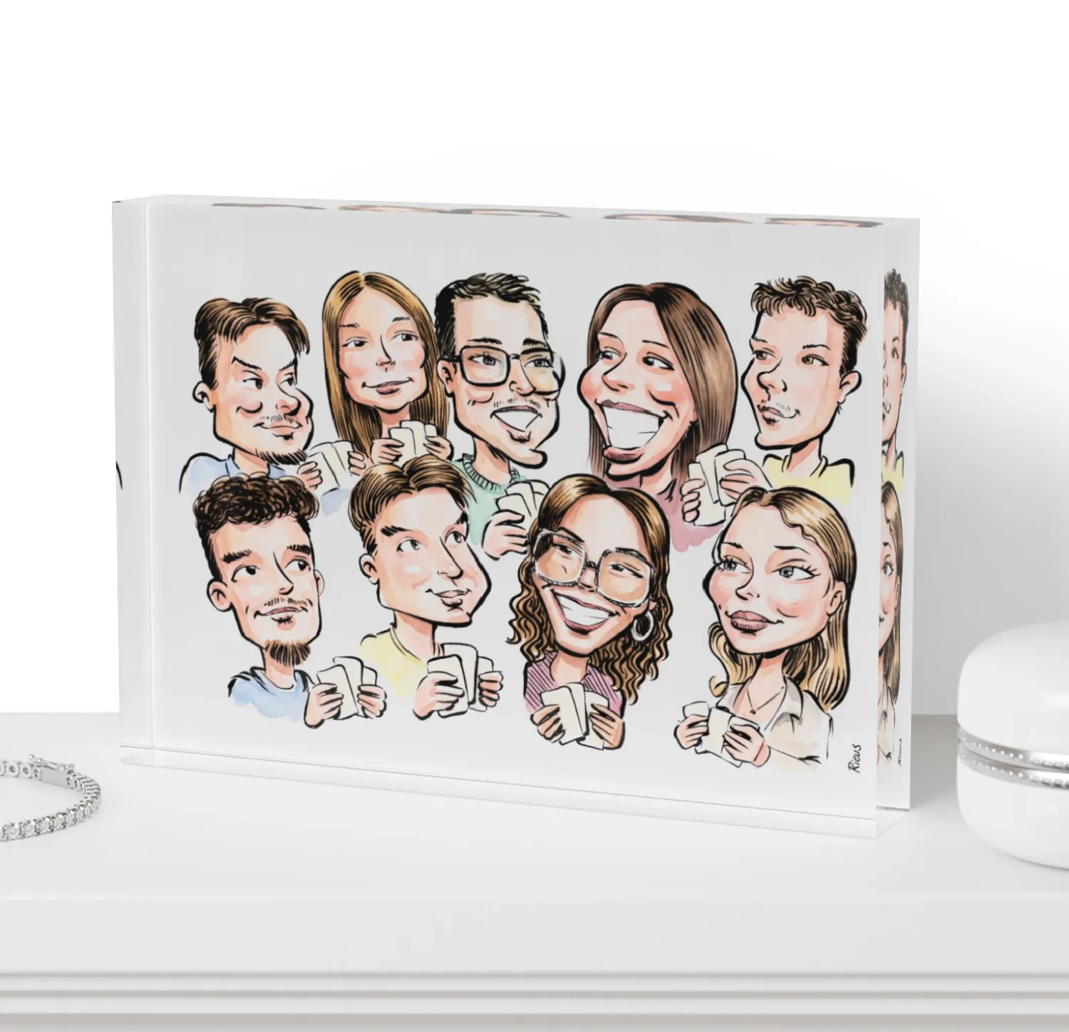 L'Objet de Prestige : Votre Portrait Artisanal sur Bloc Acrylique Haut de Gamme
