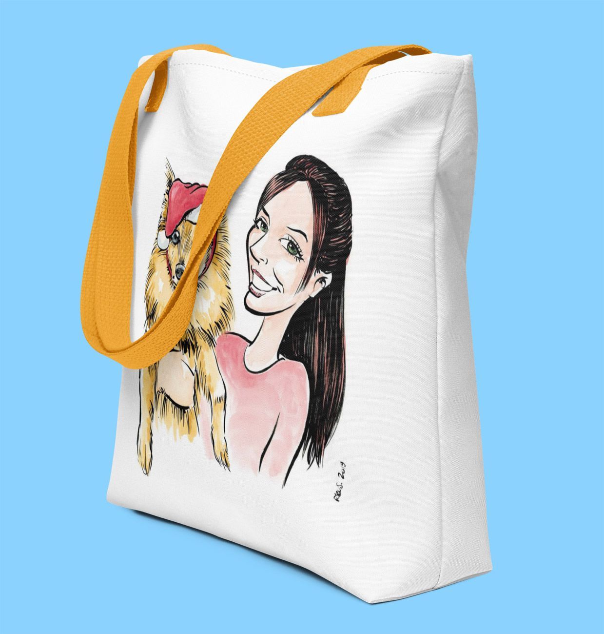 Tote bag premium in tela con caricatura - vista 4