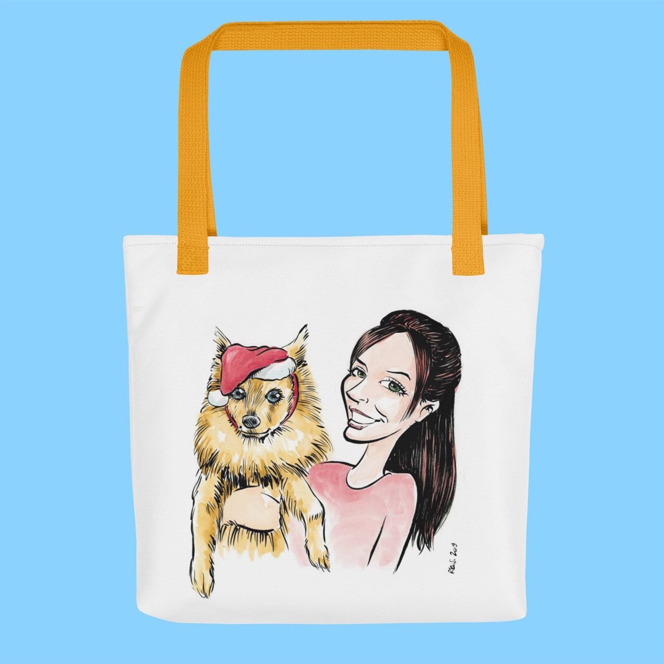 Tote bag premium in tela con caricatura - vista 2