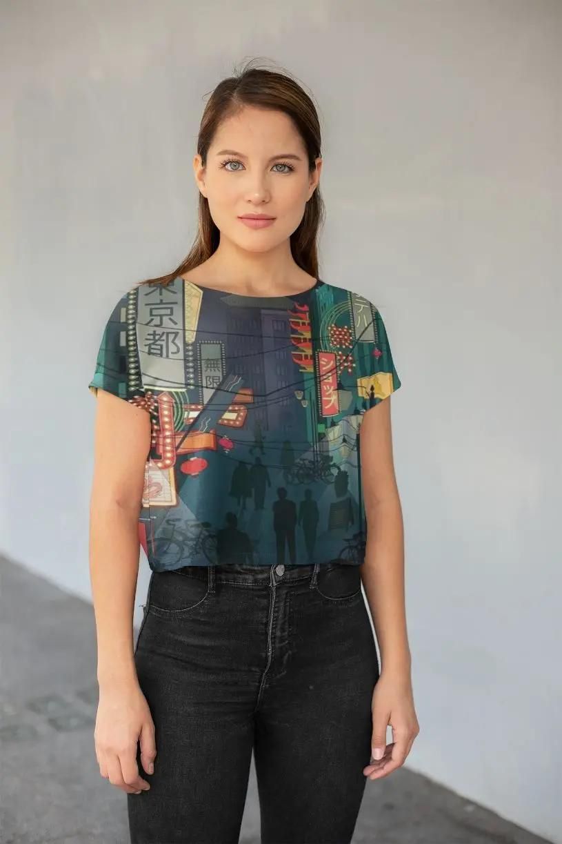  (Tokyo) All-Over Print Crop Tee