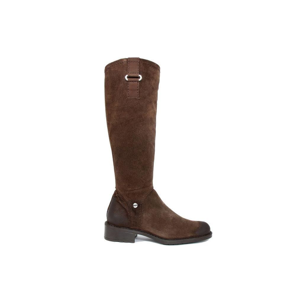 Brown Leather Knee High Boots, Size: 11