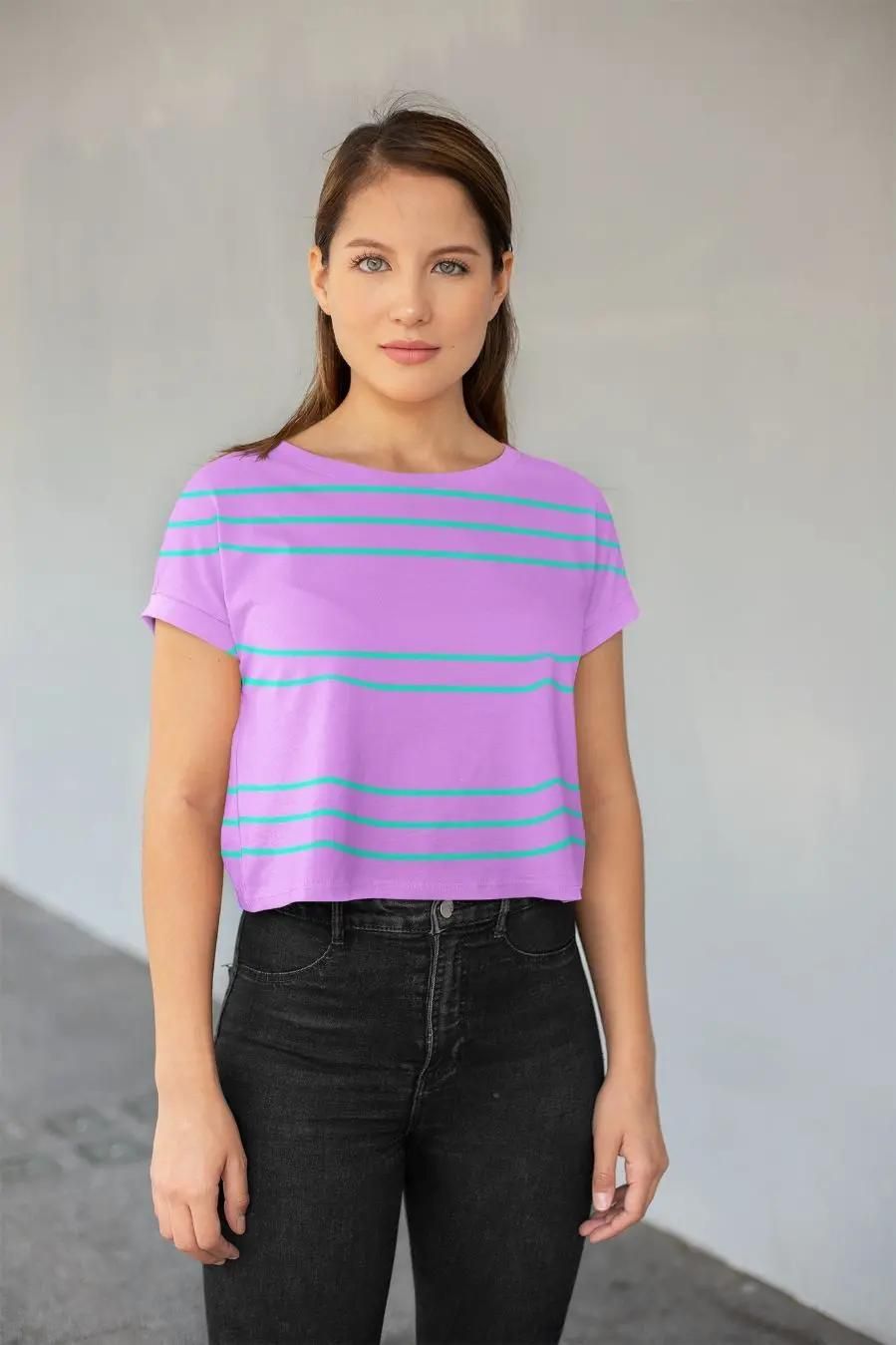 Simple Lines Pattern pl Poster All-Over Print Crop Tee