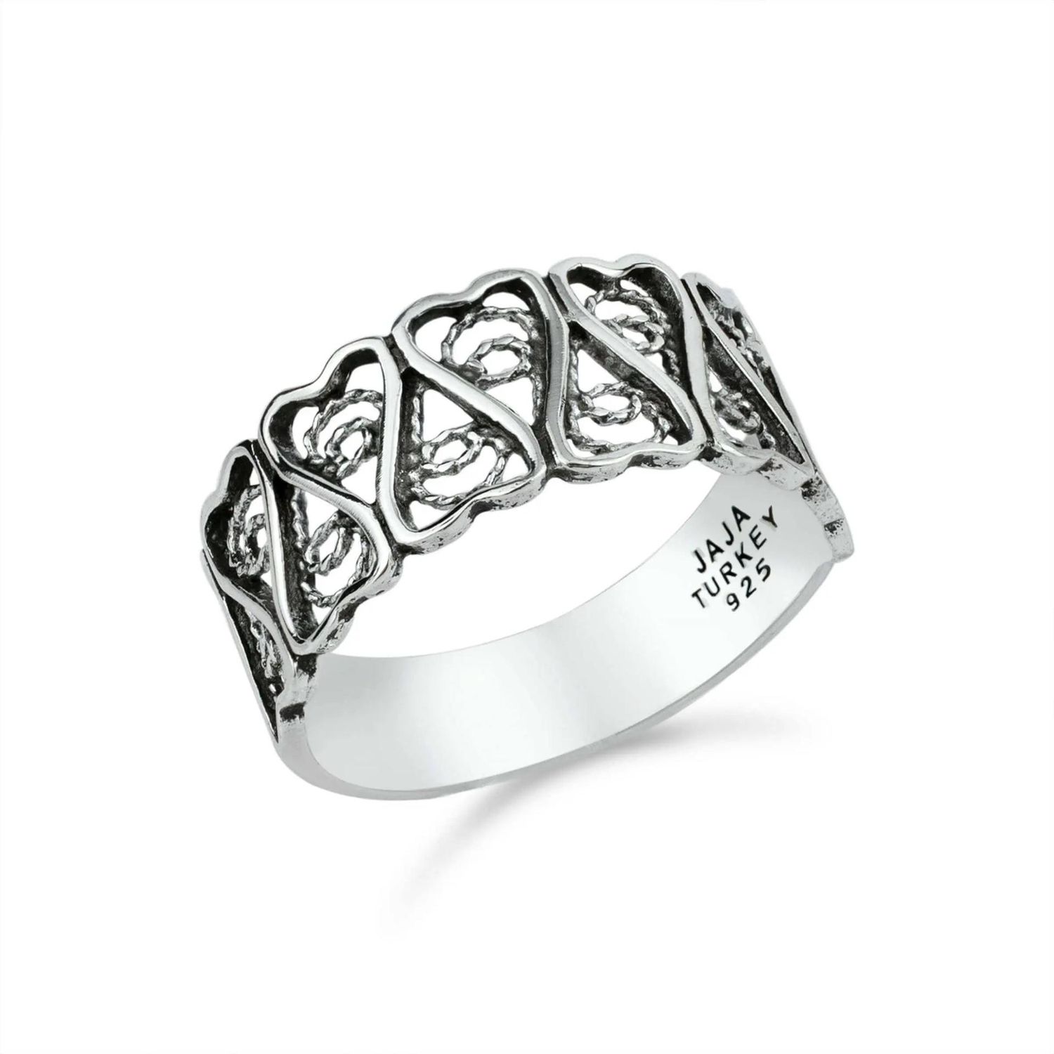 Filigree Art Women Sterling Silver Rose Design Band Ring