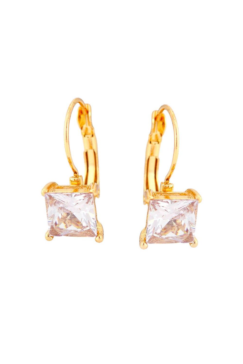 Sparkling Square Earrings, Color: gold
