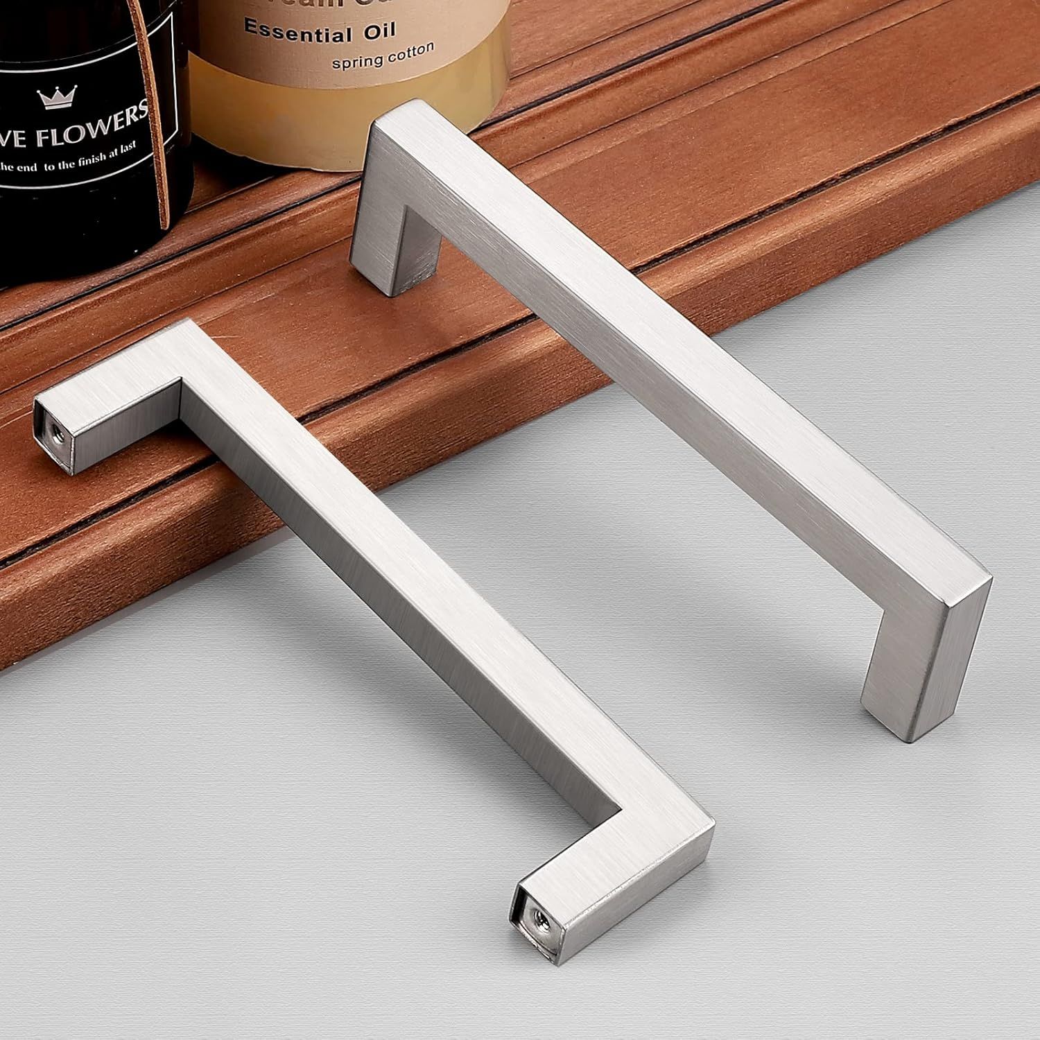 ZEN Brushed Nickel 5 Inch Kitchen Cabinet Handles Stainless Steel Drawer Dresser Pulls Cupboard Square Bar Pulls Brushed Nickel 5.5 Inch Total Length