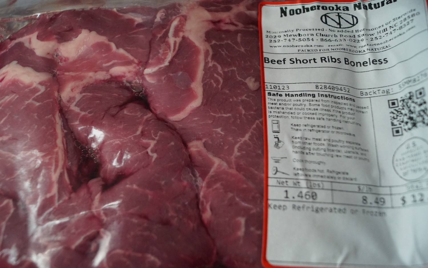 Beef Short Ribs: Bone in or out - 1 lb pkg
