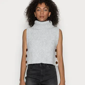 Cream Short Knit Slipover- light grey