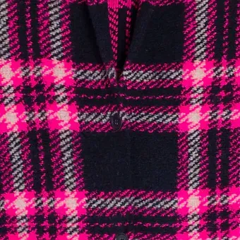 Vilagallo Claudia Pink And Navy Check Soft Knit Coat 32840