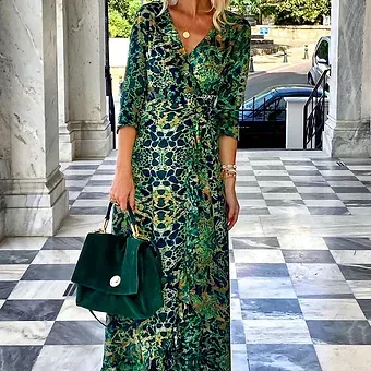 Sophia Alexia - Emerald Leopard Ruffle Wrap Dress Sophia Alexia - Emerald Leopard Ruffle Wrap Dress