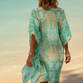 Sophia Alexia - Aqua Pebbles Silk Kafkan
