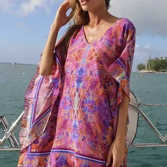 Sophia Alexia - Pink Fire Silk Kafkan Sophia Alexia - Pink Fire Silk Kafkan