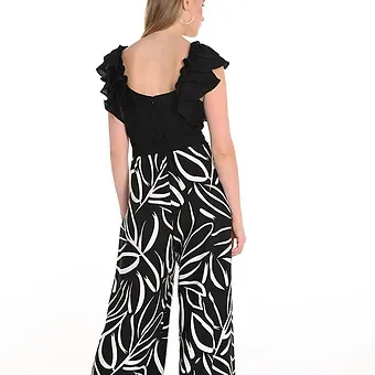 1004 BLACK/OFF WHITE - WOVEN JUMPSUIT