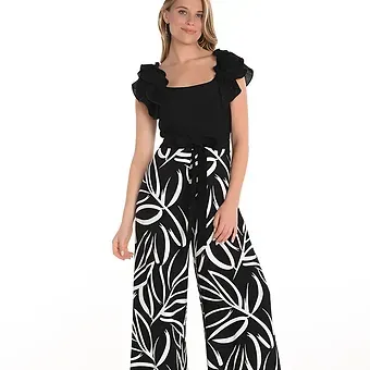 1004 BLACK/OFF WHITE - WOVEN JUMPSUIT 1004 BLACK/OFF WHITE - WOVEN JUMPSUIT