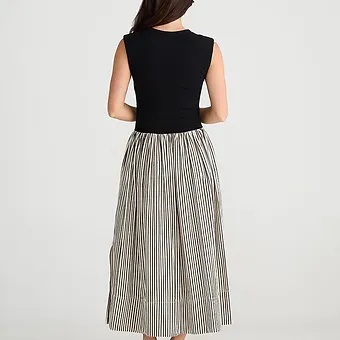 Brave & True - Daphne Dress - White with Black Strip