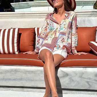 Vilagallo - Shirt - Striped Floral