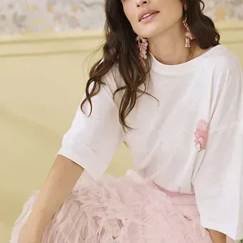 Cream - CREta Skirt - Sepia Rose Tulle skirt and Black tulle