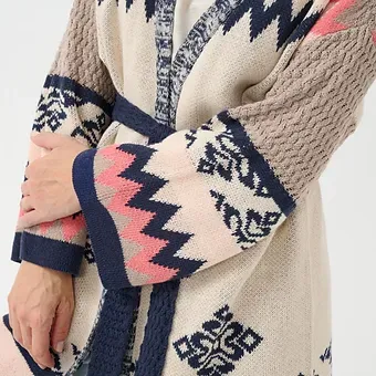 Cream - CRCulio light Knit belted  Cardigan - Oatmeal Porcelain