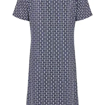 TIA DRESS - Navy & white T shirt style shift dress with sequin 78622-7943-69