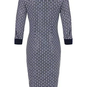 TIA DRESS  Chain pattern  Navy ruched dress with subtle sequin detailing 78903