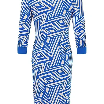 TIA DRESS  deep turquoise blue rushed dress with metallic buttons78903-7948-65