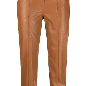 Twinset faux leather tapered trousers, Tan