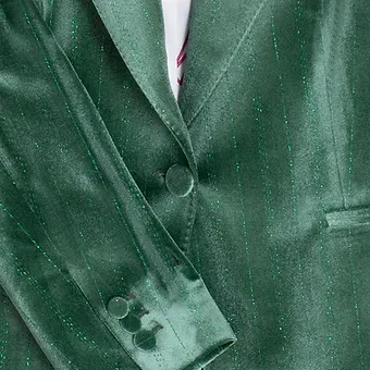 Vilagallo Sophia Green Velvet Blazer With Subtle Shimmer Stripes 32638