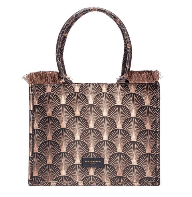 Elie Beaumont Fabric Tote Midi - Black Copper Fan