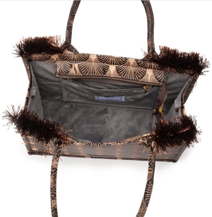 Elie Beaumont Fabric Tote Midi - Black Copper Fan