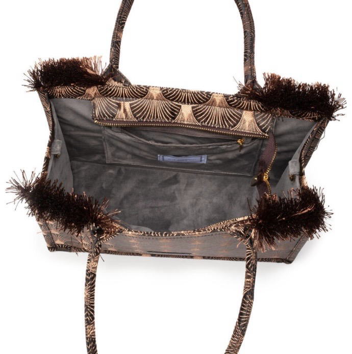 Elie Beaumont Fabric Tote Midi - Grey Ivory Grecian