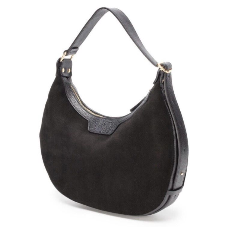 Elie Beaumont Shoulder Handbag - Crescent Suede - Black