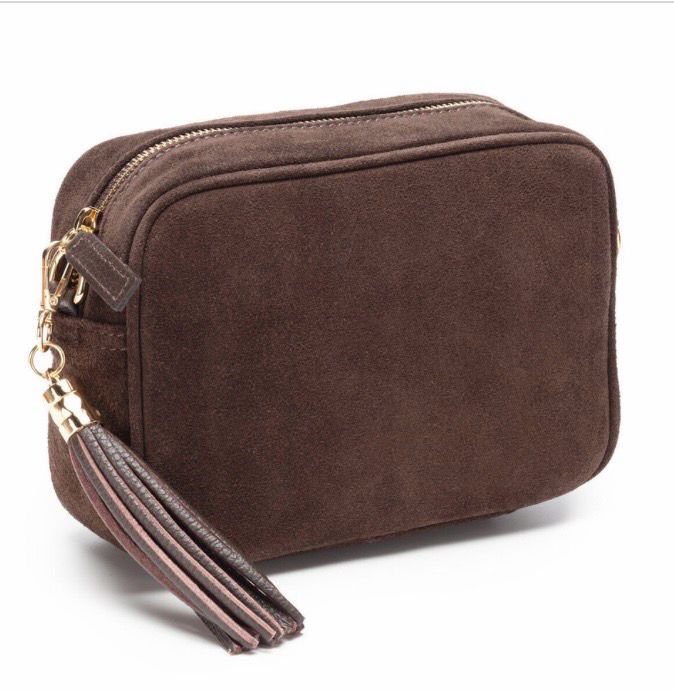 Elie Beaumont- Crossbody Suede Messenger Bag In Chocolate Brown