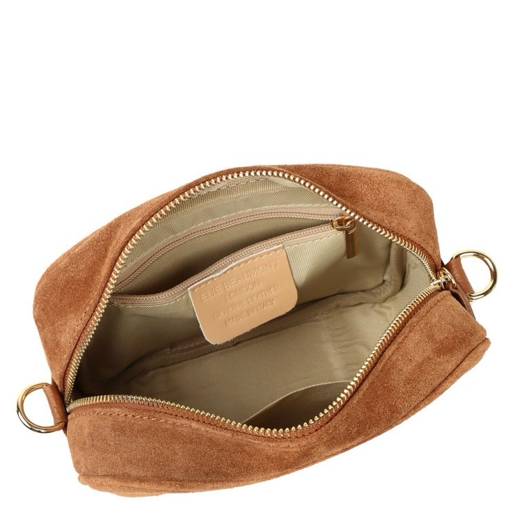 Elie Beaumont- Crossbody Suede Messenger Bag In Chocolate Brown