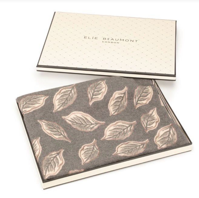 Elie Beaumont Winter Scarf-Charcoal Leaves-6024