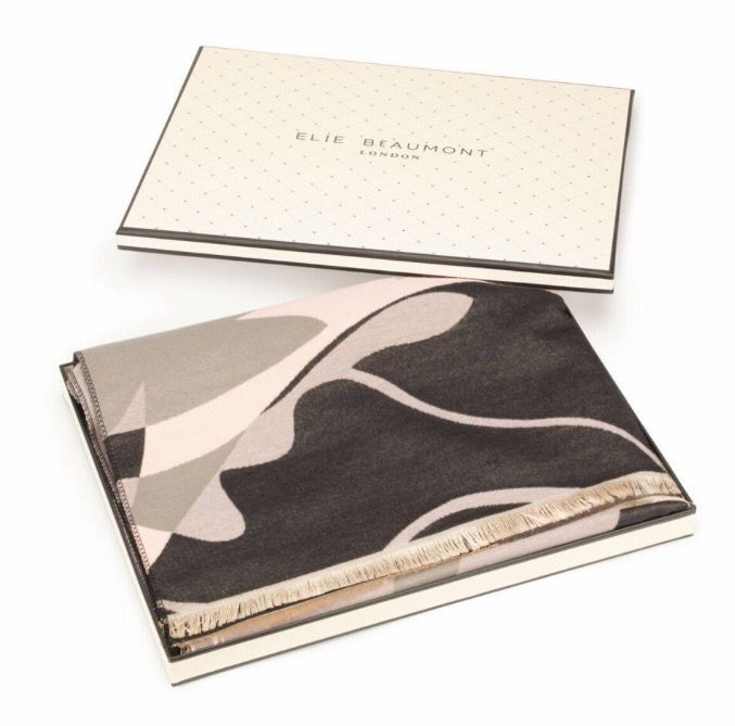 Elie Beaumont Winter Scarf-Black, Grey, Pink Impression- 6030
