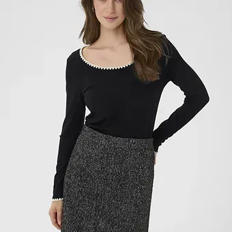 Cream Ribba Embroidery T Shirt 10614310