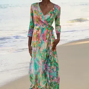 Sophia Alexia - Liquid Rainbow Ruffle Wrap Dress