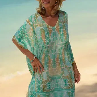 Sophia Alexia - Aqua Pebbles Silk Kafkan