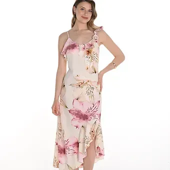 Frank Lyman - Peach/Pink Floral Woven Dress - 256333