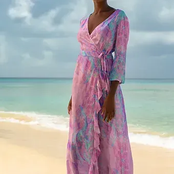 Sophia Alexia - Fantasy Pink Ruffle Wrap Dress