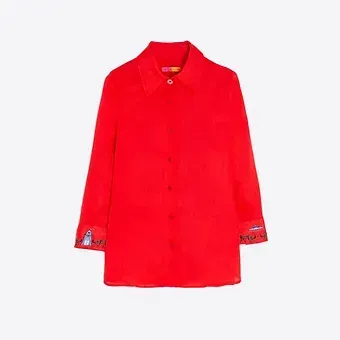 Vilagallo - Bright Red Linen shirt CM-BLW-5S223 Vilagallo - Bright Red Linen shirt CM-BLW-5S223