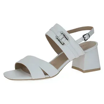 Caprice - Nappa leather block Heeled Sandals in Navy and in white Caprice - Nappa leather block Heeled Sandals in Navy and in white