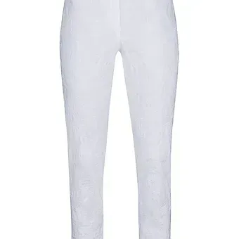 Robell - Trousers - Bella 09 Leaf Jacquard - White