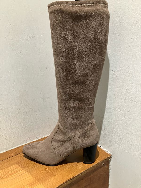 Caprice Taupe Knee Length Boots with Half Zip