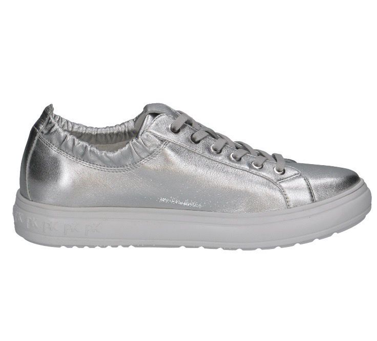 Peter Kaiser/ Caprice Sleek premium leather Silver Slip On Trainers