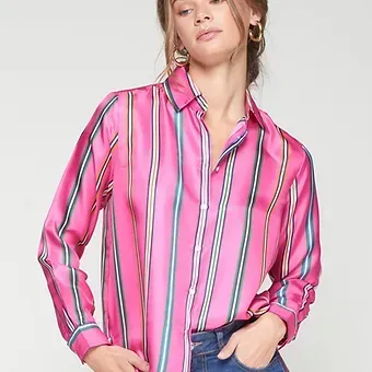 Vilagallo Pink Stripe Silk Shirt 32969