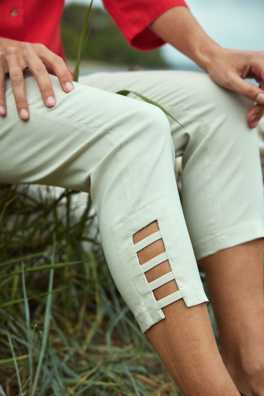 Robell Trousers - Lena 09 Ankle Grazers with ladder cuff detail